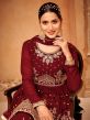 Maroon Georgette Sharara Suit With Embroidery