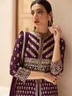 Purple Embroidered Slitted Suit In Georgette