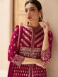 Pink Thread Embroidered Palazzo Salwar Suit In Georgette