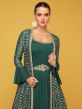 Green Jacket Style Anarkali Salwar Suit In Silk