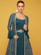Blue Embellished Silk Jacket Style Anarkali Salwar Kameez