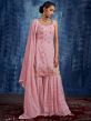 Pink Embroidered Sharara Style Suit In Georgette