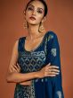 Blue Festive Embroidered Sharara Salwar Kameez