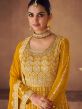 Yellow Sequins Embroidered Palazzo Style Suit