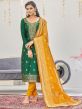 Green Woven Salwar Kameez In Banarasi Silk