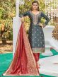 Grey Banarasi Silk Pant Style Salwar Suit