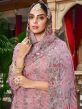 Purple Floral Printed Palazzo Suit In Georgette