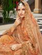 Orange Printed Palazzo Style Suit In Georgette