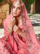 Peach Palazzo Style Salwar Suit With Prints