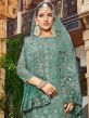 Green Embroidered Palazzo Salwar Suit In Georgette