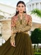 Green Jacketed Anarkali Salwar Suit In Net