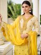 Yellow Shaded Pant Style Suit With Stone Work