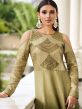 Green Embroidered Suit With Cold Shoulders