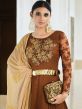 Brown Asymmetric Anarkali Suit With Embroidery