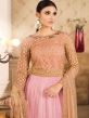 Pink Long Net Anarkali Suit With Embroidery