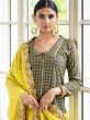 Grey Embroidered Pant Style Suit With Dupatta