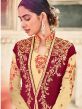 Cream Jacket Style Anarkali Suit With Embroidery