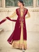 Cream Jacket Style Anarkali Suit With Embroidery