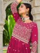 Pink Embroidered Palazzo Style Salwar Suit