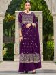 Purple Embroidered Palazzo Style Suit In Georgette