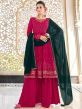 Pink Thread Embroidered Palazzo Style Salwar Kameez
