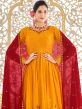 Orange Embroidered Palazzo Suit In Georgette