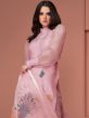 Pink Designer Pant Style Suit In Organza