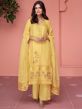 Yellow Embroidered Organza Suit With Dupatta