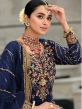 Blue Stone Embroidered Salwar Kameez In Georgette