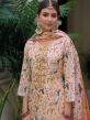 Peach Floral Straight Cut Suit With Dupatta