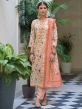 Peach Floral Straight Cut Suit With Dupatta