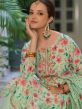 Green Floral Printed Salwar Kameez In Linen