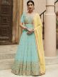 Blue Embroidered Long Anarkali Suit With Dupatta