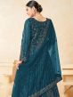 Blue Zari Embroidered Anarkali Salwar Suit In Net