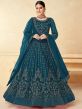 Blue Zari Embroidered Anarkali Salwar Suit In Net