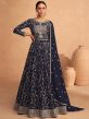 Blue Embroidered Floor Length Anarkali Salwar Suit