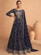Navy Blue Embroidered Floor Length Anarkali Salwar Suit