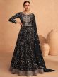 Black Embroidered Anarkali Salwar Kameez In Georgette