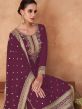 Purple Embroidered Palazzo Salwar Suit In Georgette