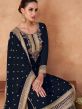 Black Embroidered Palazzo Style Suit In Georgette