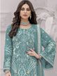 Blue Embroidered Palazzo Salwar Suit In Georgette