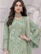 Green Thread Embroidered Palazzo Suit With Dupatta
