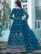 Blue Zari Embroidered Anarkali Salwar Suit In Net