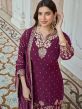 Purple Zari Embroidered Palazzo Salwar Kameez