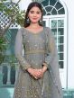 Grey Zari Embroidered Salwar Suit In Net