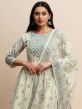 White Casual Anarkali Suit In Cotton