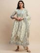 White Casual Anarkali Suit In Cotton