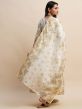 White Printed Pant Style Suit In Cotton