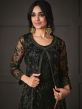 Black Slited Net Pant Suit With Dupatta