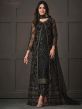 Black Slited Net Pant Suit With Dupatta